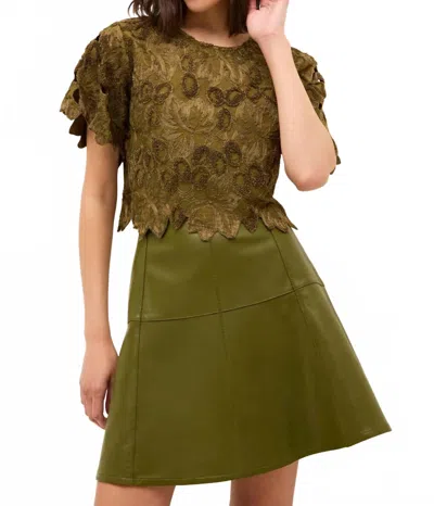 Marie Oliver Pelumi Embroidered Scallop-edge Blouse In Brown