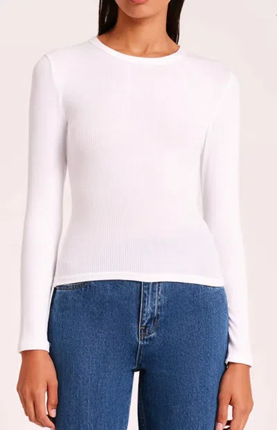 Nude Lucy Women's Organic Rib Top In White In Animal Print