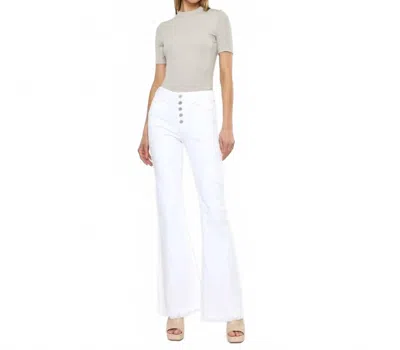 Kancan Women's High Rise Flare Jeans In White In Multi