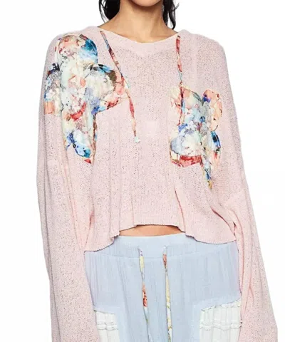 Pol Flower Patch Hoodie Top In Pink In Animal Print