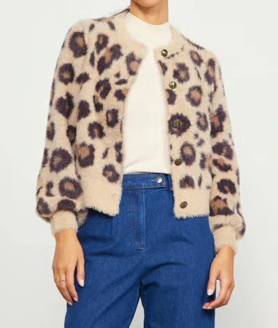 Skies Are Blue Mob Wife Cardigan In Brown In White