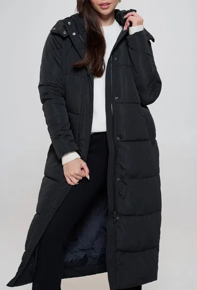 B. Coature Long Puffer Coat In Black In Black