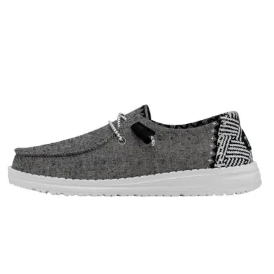 Hey Dude Women's Wendy Chambray Woven Slip-on Shoes In Onyx In Black