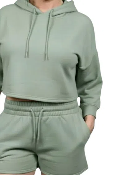 ​carole Christian Women's Fleece Hoodie & Short Set In Sage In Animal Print