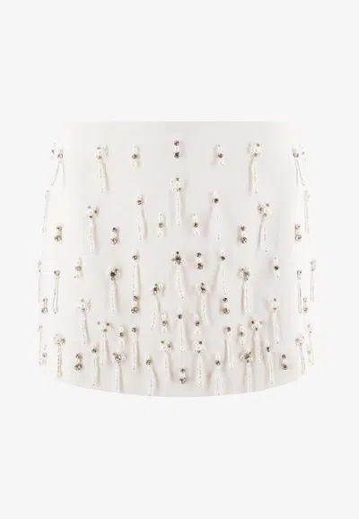 Pinko Sequin Embellished Mini Skirt In White