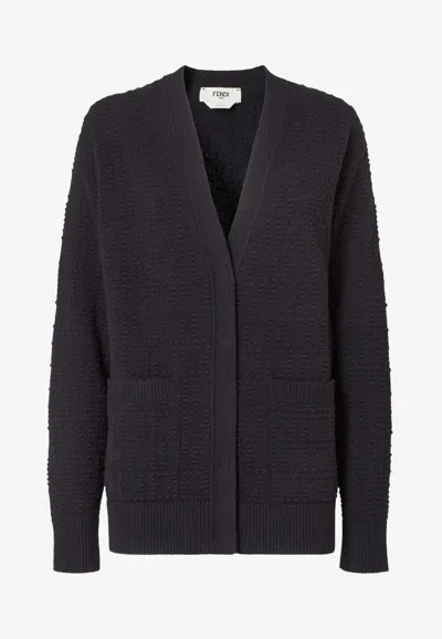 Fendi Women Oversized V-neck Cardigan In Black