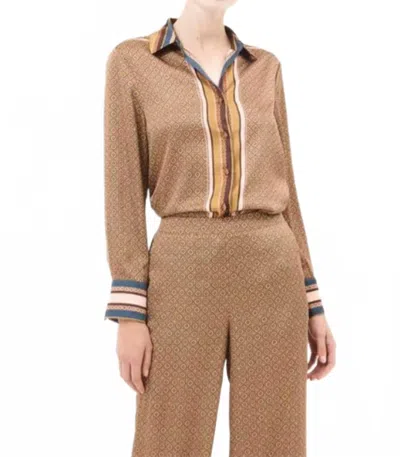 Misa Brook Top In Tile Scarf & Allover In Brown