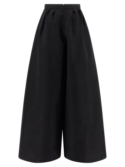 Carolina Herrera High Waist Wide Leg Pleated Trousers In Black
