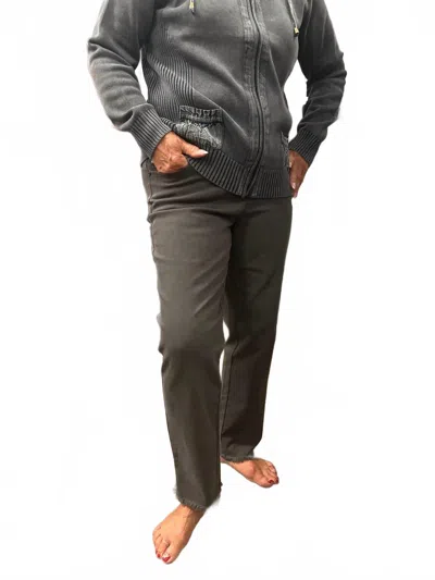 Multiples Fringe Ankle Pant In Grey In Green