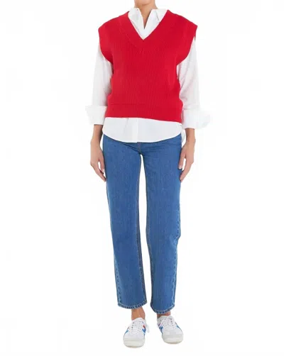 English Factory Carson Sweater Vest In Red In Red
