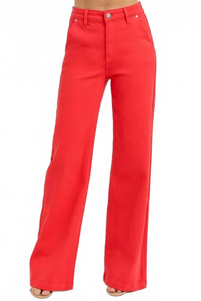 Risen Tummy Control High Rise Wide Pant In Fiesta In Red