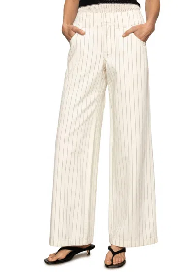 Sanctuary Arden Wide Leg Pants In Bleached White Pinstripe In Neutral