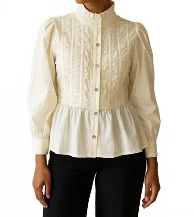 Entro Grace Pintuck Peplum Blouse In Ivory In Neutral