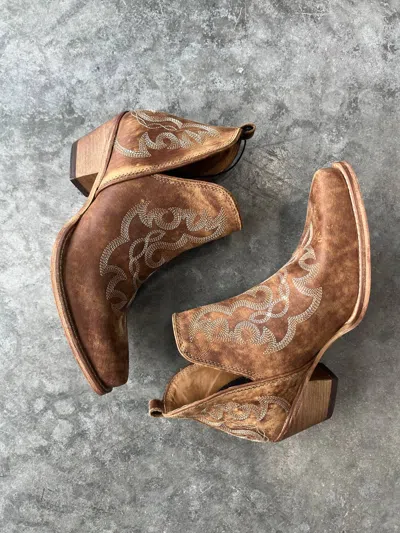 Myra Women's Cowgirl Bootie In Brown In Animal Print