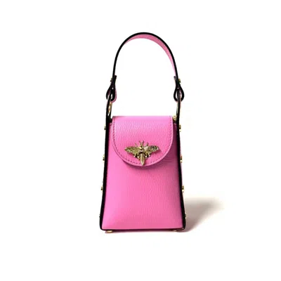 Jijou Capri Women's Bumblebee Leather Cellphone Case Bag In Barbie Pink In Multi