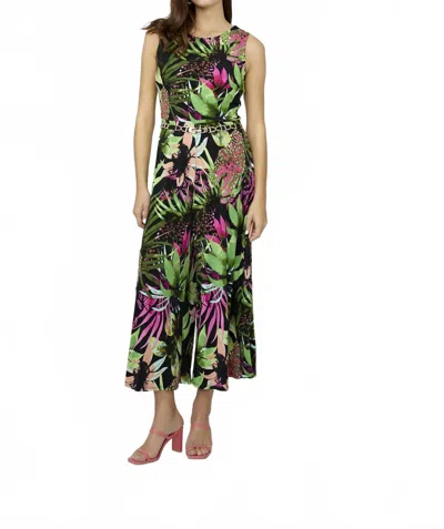 Frank Lyman Floral Sleeveless Jumpsuit In Green/fuchsia In Multi