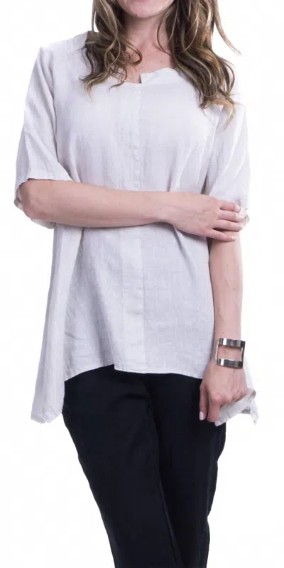 Gigi Moda Tanya Linen Tunic Short Sleeve Top In White In White
