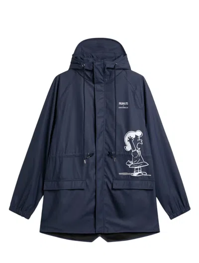 Coccinelle X Peanuts Graphic-print Hooded Parka In Blue
