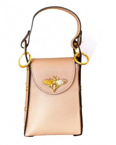 Jijou Capri Women's Bumblebee Leather Cellphone Case Bag In Beige In Sand