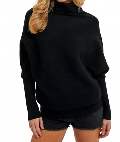 Bluivy Slouch Neck Dolman Pullover Sweater In Black In Black