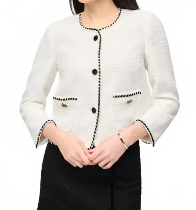 Joseph Ribkoff Long Sleeve Woven Jacket In White In White