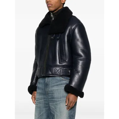 Acne Studios Leather Outerwears In Blue