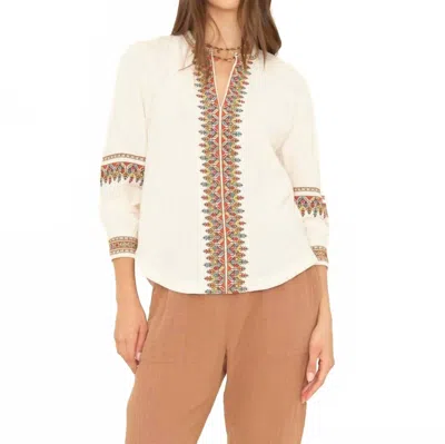 Xirena Mina Cotton Top In Oysterette In Multi