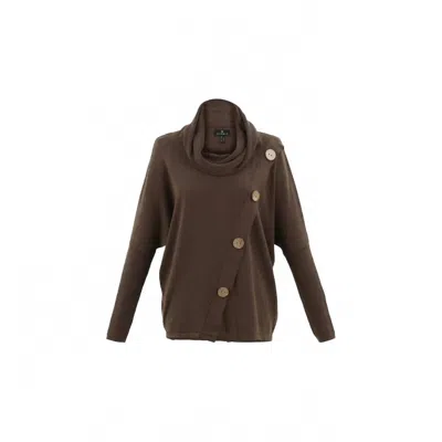 Marble Women's Oversized Cotton Sweater In Chocolate In Green