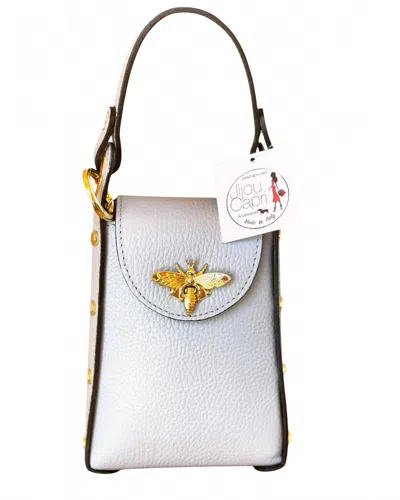 Jijou Capri Women's Bumblebee Leather Cellphone Case Bag In Cloud Blue In Multi