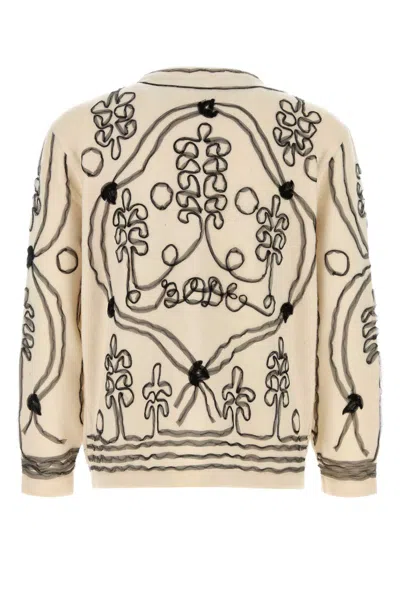 Bode Men Embellished Cashmere Winter Garden Cardigan In Neutral