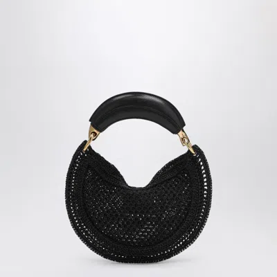 Chloé Mini Summer Banana Hobo Bag In Black Crochet With Leather Details Women