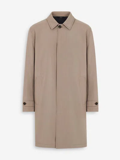 Brioni Performa Collared Long Coat In Black