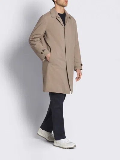 Brioni Performa Collared Long Coat In Black