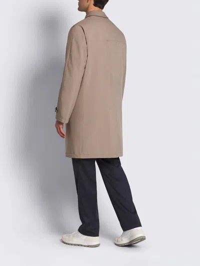 Brioni Performa Collared Long Coat In Black