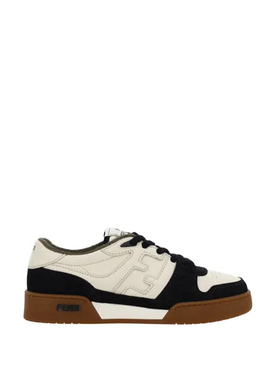 Fendi Match Leather And Suede Sneakers In Multi