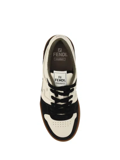 Fendi Match Leather And Suede Sneakers In Multi