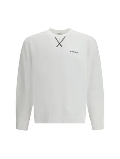Givenchy White Couture Seam Sweatshirt With Embroidered Logo Men In White