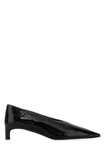 Jil Sander Crinkled Patent-leather Pumps In Black