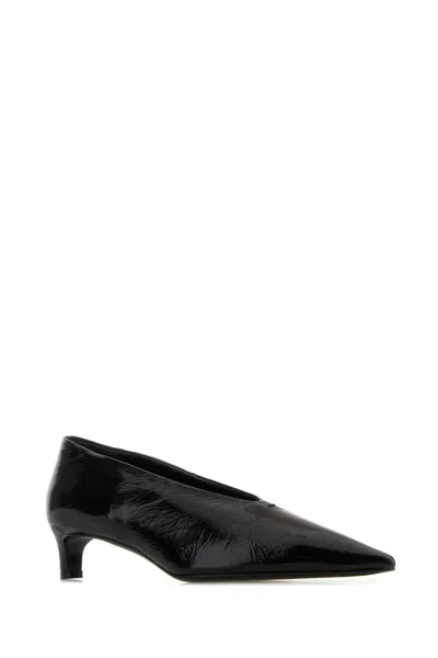 Jil Sander Crinkled Patent-leather Pumps In Black