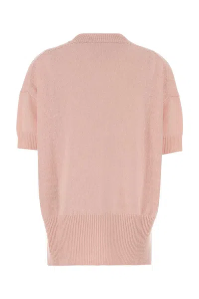 Jil Sander Cashmere Sweater With Short Sleeves And Crew Neck In Pink