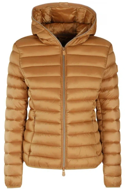 Save The Duck Alexis Hooded Quilted Jacket In Brown