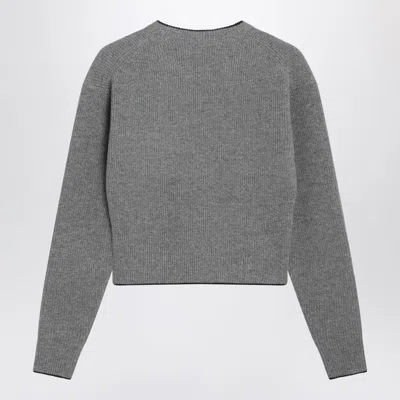 Chloé Cashmere And Wool Cropped Crew Neck Sweater In Gray