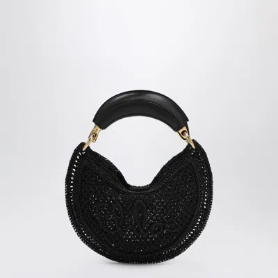 Chloé Mini Summer Banana Hobo Bag In Black Crochet With Leather Details Women