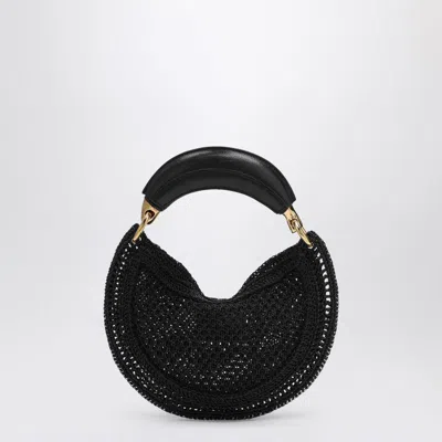 Chloé Mini Summer Banana Hobo Bag In Black Crochet With Leather Details Women