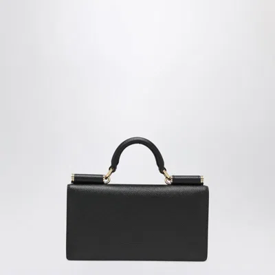 Dolce & Gabbana Mini Dauphine Black Leather Bag With Logo Tag In Pink