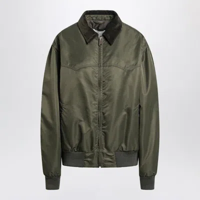 Maison Margiela Padded Nylon Bomber Jacket With Long Sleeves In Green