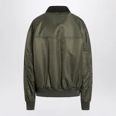 Maison Margiela Padded Nylon Bomber Jacket With Long Sleeves In Green