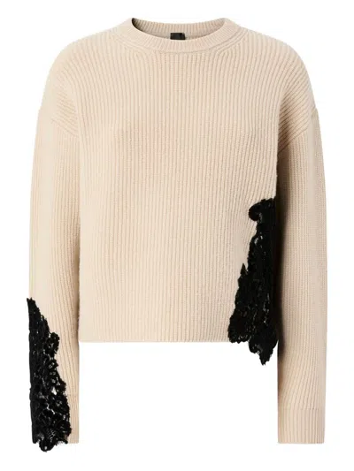 Pinko Piemonte Wool Blend Crewneck Sweater In Neutral