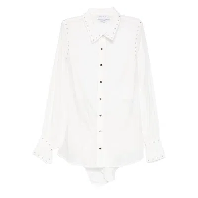 Never Fully Dressed White Studded Tie Back Shirt In White