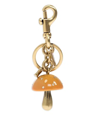 Coach Mushroom Crystal-embellished Bag Charm In Gold